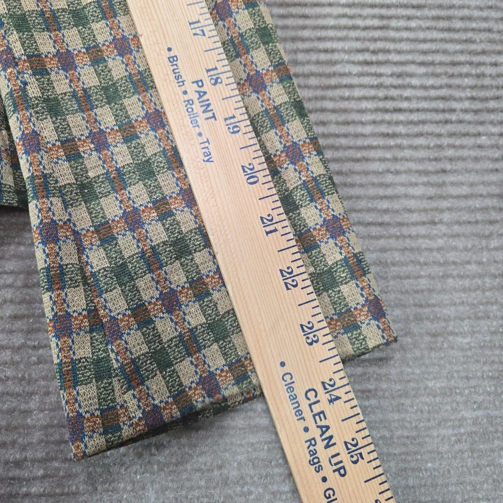 Vintage Mens 42 Green Tan Plaid Knit Two Button Sport Coat Blazer
